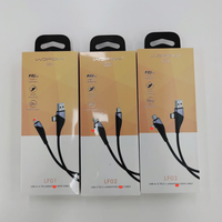 Cable Micro-USB/USB-C 3 en 1 Wopow de TPE para Cámara, Auriculares y Carga 3A, con Malla de Protección, 100cm, Almacenamiento de Datos Portátil, Estuche Metálico Negro