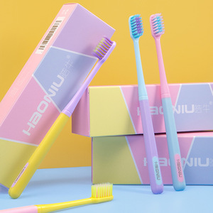 Haoniu Adult Toothbrush <b>Soft</b> Bristle Ice Cream Color 8-Piece <b>Box</b> Household Manual Toothbrush - Product Image 4