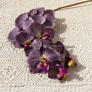 EG-O281 9 Cabezas de Flor, Flores Artificiales de Orquídea con Tacto Realista 3D en Turquesa, Azul Pavo Real, Morado <span class=keywords><strong>y</strong></span> Blanco para Decoración de Bodas <span class=keywords><strong>y</strong></span> Hogar - Product Image 3