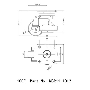 China Caster Fabricante MSR11-1012 100F Nivelamento Castor Caster Foot Master Casters - Product Image 2