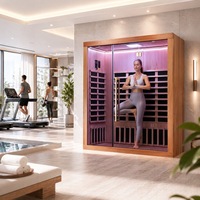 Sauna Interior de Infrarrojos Lejanos para 2 Personas, de Madera de Hemlock, Moderna, para Baño o Dormitorio, con 15 Calentadores Envolventes y Ventilación de Aire, para Mejorar el Sótano