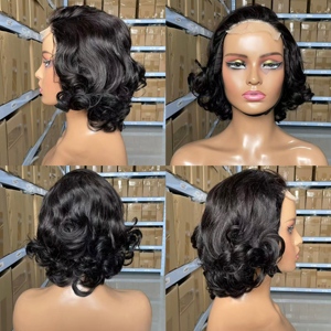 Bán Buôn Sóng Sâu Ren Đóng Cửa Tóc Người Tóc Giả Pre Nhổ Bé Tóc Nước Sóng Xoăn Ngắn Bob Tóc Giả Brazil Ren Phía Trước Tóc Giả - Product Image 2