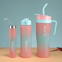 Lot de 3 Bouteilles en Plastique Écologiques 1200ml avec Couvercle Anti-fuite, Paille et Poignée – Idéales pour la Gym et le Sport, Boisson Directe, Couleurs Personnalisables