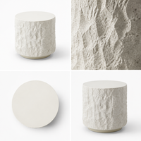 Table d'appoint moderne minimaliste en résine peinte blanc, table de chevet cylindrique imitation pierre, base dorée, mobilier de maison pour chambre et salon