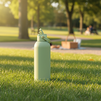 Bouteilles d'eau isothermes réutilisables en acier inoxydable à double paroi de 500 ml (17 oz) avec paille, personnalisables avec logo, pour le sport et les voyages