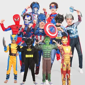 Uitvoering Jongens Super Held Deluxe Amerika Kostuum Met Gespierde Kids Steve Spiderman Halloween Cosplay Kostuum Bodysuit Voor Kinderen
