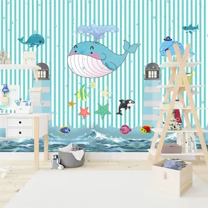 定制3D壁画壁纸儿童房卡通动物星星月亮儿童卧室装饰壁纸壁画壁纸