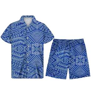 Camiseta <span class=keywords><strong>de</strong></span> talla grande <span class=keywords><strong>para</strong></span> <span class=keywords><strong>hombres</strong></span>, conjunto <span class=keywords><strong>de</strong></span> pantalones cortos <span class=keywords><strong>de</strong></span> playa con diseño <span class=keywords><strong>de</strong></span> tatuaje samoano polinesiano, azul oscuro, personalizado - Product Image 1