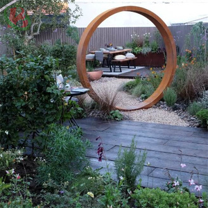 Porte de jardin extérieure en acier <span class=keywords><strong>Corten</strong></span> Décoration de paysage Porte de lune en métal - Product Image 1