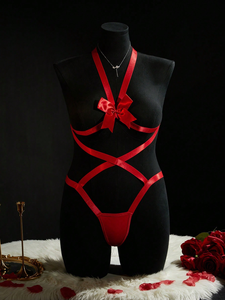 <span class=keywords><strong>Lingerie</strong></span> érotique bon marché pour femmes, <span class=keywords><strong>taille</strong></span> XXXL, <span class=keywords><strong>lingerie</strong></span> sexy à bandeaux, soutien-gorge ouvert, gros seins, nœud, ensemble de <span class=keywords><strong>lingerie</strong></span> pour la Saint-Valentin - Product Image 1