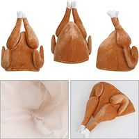 Gorro de Pavo de Acción de Gracias, Gorro de Muslo de Pollo, Divertido Gorro de Peluche de Pollo Asado para Adultos y Niños