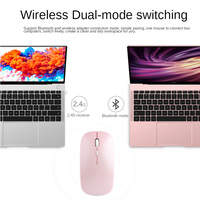 Mouse USB nirkabel 2.4GHz, Mouse komputer Mini A2 LED warna-warni dapat diisi ulang & diam, desain senyap