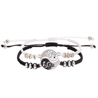 Go Party Populaire Ami Couple 2 Pcs/set Yin Yang Taichi Pendentif Collier Fait Main Tissé Alliage Goutte D'huile Dragon Bracelet Collier