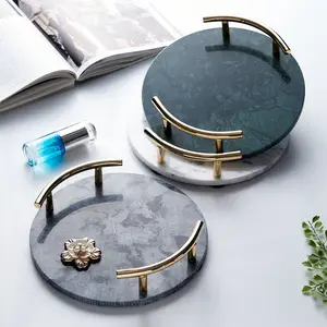 Marble Ceramic Fruit Snack Bread Dessert Cake Display Plate With Glass Dome Lid Cup Cake Stand Serving Tray For Wedding