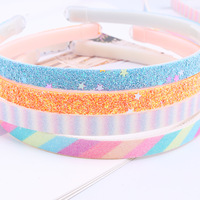 Serre-tête Princesse Adorable et Mignon, Bandeau Cheveux 1cm Arc-en-ciel Scintillant en Plastique, Accessoire Brillant pour Enfants Filles