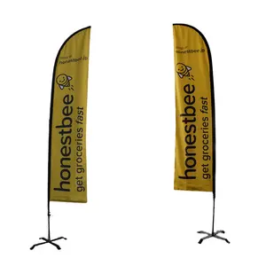आउटडोर उड़ान पवन पॉलिएस्टर समुद्र तट पंख झंडे बैनर डबल पक्षीय मुद्रित पदोन्नति व्यापार विज्ञापन झंडा