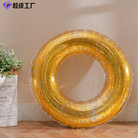 Bouée gonflable transparente à paillettes colorées avec poignées pour enfants, en PVC, directement de l'usine