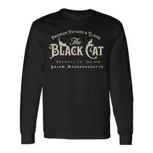 Camiseta de manga larga The Black Cat Halloween Witchy Salem Massachusetts - Product Image 1