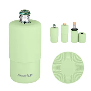 Everich ODM can cooler double wall stainless steel can with silicone top keeping beverage cold