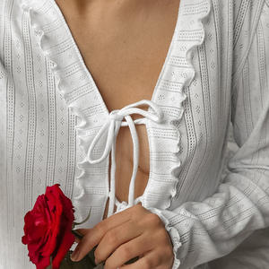 <span class=keywords><strong>Ropa</strong></span> de casa para <span class=keywords><strong>mujer</strong></span>, conjunto de <span class=keywords><strong>ropa</strong></span> blanca, pantalones cortos de manga larga con volantes, pijama de dos piezas para <span class=keywords><strong>mujer</strong></span>, <span class=keywords><strong>ropa</strong></span> de dormir - Product Image 5