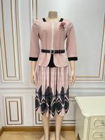Jupe Plissée de Bureau pour Femme Russe, Jupe Plissée Grande Taille pour Femme Africaine avec Corsage, Robe Imprimée Turquie