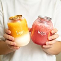 Boîtes en plastique transparent jetables avec logo personnalisé, 330/500 ml, avec couvercles en aluminium pour gâteaux, smoothies et thé au lait