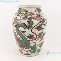 Vase en céramique décoratif dragon nuage peint pastels antiques exquis