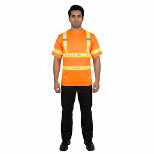 Safety Class 1 Short Sleeve <b>Engineer</b> Workwear Hi Visibility LED Flash Waterproof Polyester <b>T</b>-<b>Shirt</b> Breathable Quick Dry - Product Image 1