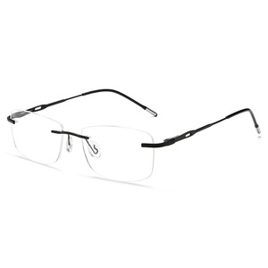 Montures de lunettes sans monture Greyjack, rectangulaires, pour hommes, monture en métal légère, verres en acrylique, ME2034, origine Wenzhou - Product Image 3