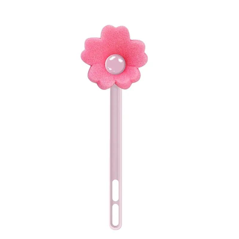 Nettoyeur de biberon en forme de fleur mignonne avec brosses de nettoyage de biberon éponge en verre à long manche