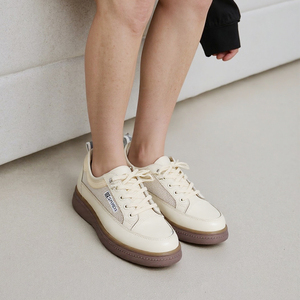 Bairuilun รองเท้าผ้าใบผู้หญิงพื้นนุ่มสีขาวอเนกประสงค์, รองเท้าลำลองหัวมนแบบเบากันลื่นสไตล์เกาหลีขายส่ง - Product Image 5