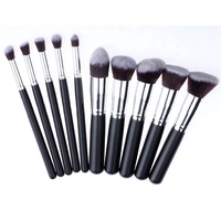 Vander — ensemble de pinceaux de maquillage avec manche noir, produit de luxe, pour professionnels, étiquette privée, sac de rangement, 10 pièces
