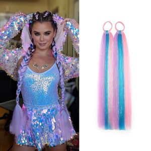Extension per Coda di Cavallo <span class=keywords><strong>Viola</strong></span>/Blu/Rosa con Tinsel, Accessori per <span class=keywords><strong>Capelli</strong></span> Sintetici per Ragazze, 20 Pollici - Product Image 1