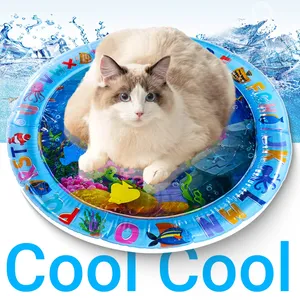 <b>Interactive</b> Summer Modern Soft <b>Cat</b> Water Play Mat Inflatable Splash Pad Ocean Fish Theme Sensory PVC Crawling <b>Toy</b> Durable Pet - Product Image 6