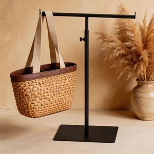Adjustable Height Double Hook Handbag <b>Stand</b> Bag Display Modern Eco-Friendly for Easy Assembly for Metal T Bar <b>Hanger</b> - Product Image 1