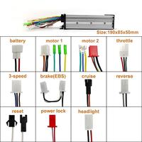 Contrôleur de moteur CC sans balais à double mode 24V/36V/48V 350W avec marche arrière, régulateur de vitesse et interrupteur 3 vitesses pour vélo électrique
