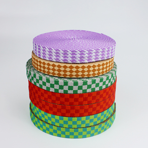 Sangle en jacquard sergé à carreaux motif zèbre en violet, orange, vert, rouge, bleu sarcelle pour sacs – Matière durable en polyester et coton, écologique - Product Image 2
