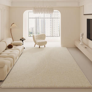 Tapis moderne Jinrui, rectangulaire, crème, à poils longs, antidérapant, pour salon, chambre à coucher, nouveau style 2024, motif géométrique - Product Image 3
