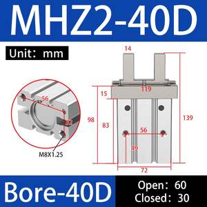 Kit de <span class=keywords><strong>suspension</strong></span> pneumatique, cylindre à air, petits pinceurs parallèles, dispositif pneumatique MHZ2-40D, filetage magnétique, <span class=keywords><strong>suspension</strong></span> pneumatique - Product Image 2