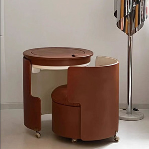 Di lusso italiano moderno in legno massello in acciaio inox Set di toletta in pelle sedile Flip specchio di stoccaggio sedia su misura per il <span class=keywords><strong>trucco</strong></span> - Product Image 6