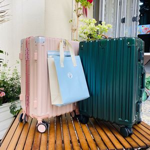 Large Capacity Trolley Case 4 <b>Wheels</b> Silent Universal <b>Wheels</b> Durable Aluminum Frame <b>Lock</b> Business Travel Luggage Pink Dark Green - Product Image 1