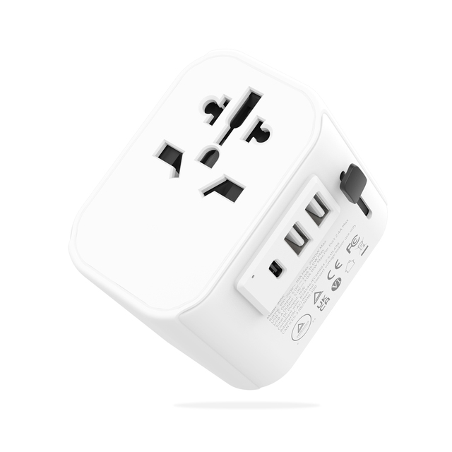 Universal Travel Adapter One International Wall Charger AC Plug Adaptor Smart Power and 3.0A USB Type-C for USA EU UK