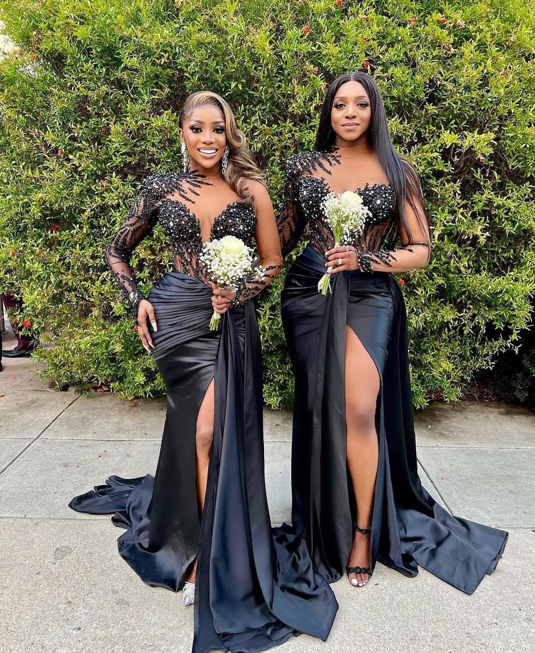 Black Evening Dresses High Side Split Long Vestidos De Aso Ebi Bridesmaid  Prom Maid Dress| Alibaba.com