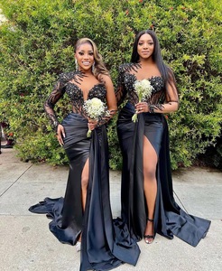 <span class=keywords><strong>Abiti</strong></span> <span class=keywords><strong>da</strong></span> sera neri lunghi con spacco laterale alto, Vestidos De Aso Ebi, abito <span class=keywords><strong>da</strong></span> <span class=keywords><strong>damigella</strong></span> d'onore per ballo di fine anno - Product Image 3