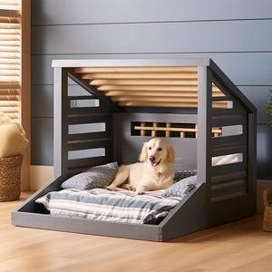 Op Maat Gemaakte Meubelfabrikant Populaire Houten Huisdierbedden Anti-Statische Waterdichte Hondenkattenhuis Met Dierenpatroon Oem Beschikbaar - Product Image 2