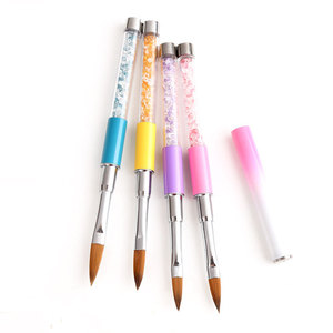 Oval Metal Handle Crystal Rhinestone UV Gel Carving Pen Brush <b>Liquid</b> Powder DIY <b>Nail</b> Drawing Tool - Product Image 5