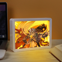Drop shipping Cartoon 3d Paper Carving Lamp Led Light Painting Anime Figures Photo Frame Led Night Light Bedside Anime Light Box