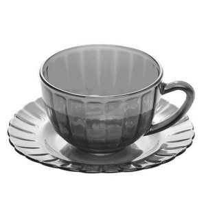 ชุดกาแฟแก้วราคาโรงงาน 12 ชิ้น ชุดถ้วยชาและจานรองลายดอกบัว ถ้วยคาปูชิโน 6 ออนซ์ พร้อมจานรอง แก้วลายฟักทองพร้อมจานรอง Taza De Te - Product Image 3