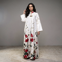 Robe islamique modeste pour femme, imprimé floral multicolore, élégante, ample, avec fermoir orné, taille unique, Abaya Aïd, collection 2026, vente chaude