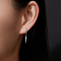 Anting Moissanite Model Kerucut Runcing Perak 925, Perhiasan Hip Hop Laris Manis